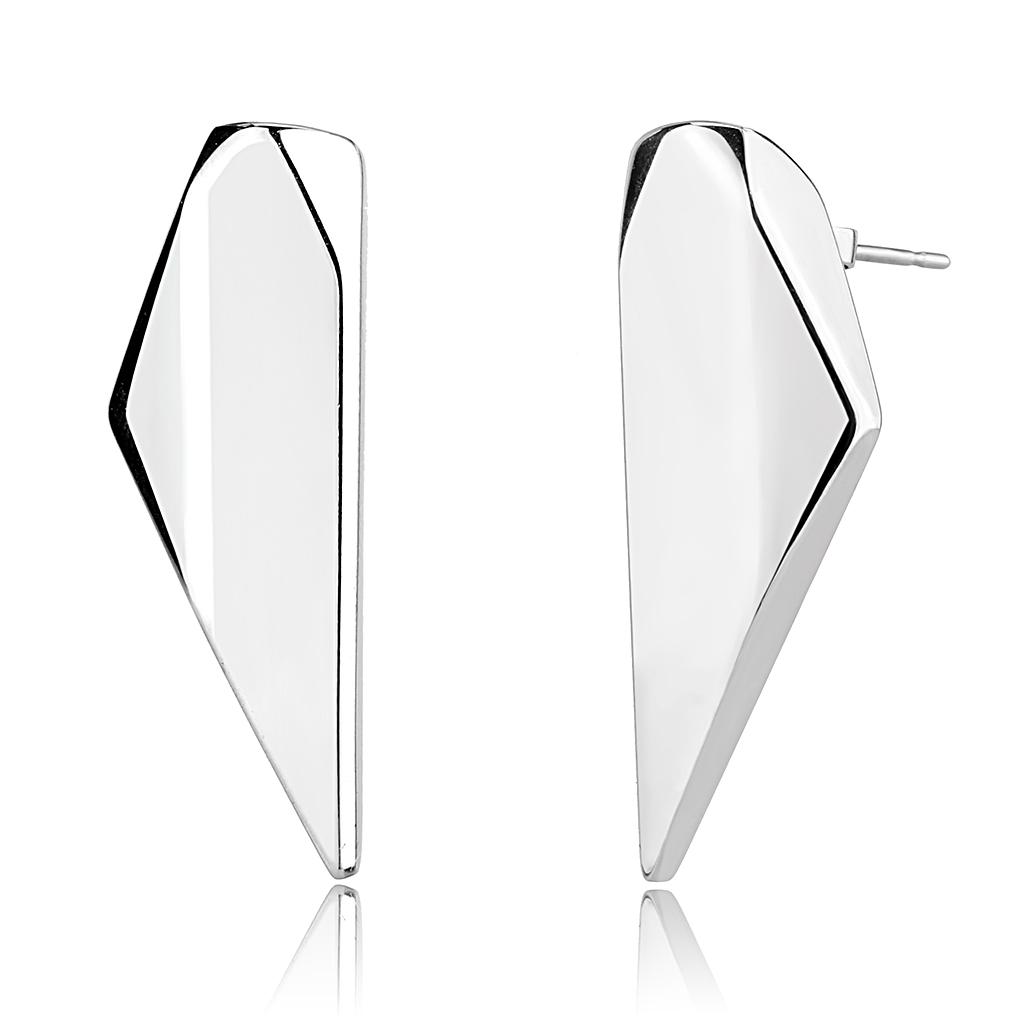 Rhodium Stainless Steel Stud Earrings - Minimalist Achromatic Design, No Stone, Under $5, TUSK Collection - Jewelry & Watches - Bijou Her -  -  - 