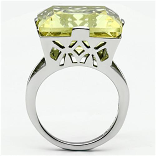 High Polished Stainless Steel Ring with Top Grade Crystal - Citrine Yellow - Jewelry & Watches - Bijou Her -  -  - 