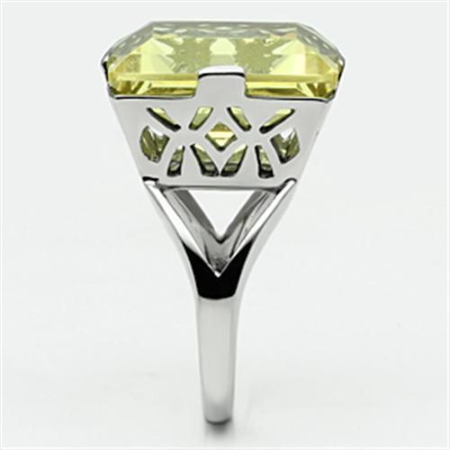 High Polished Stainless Steel Ring with Top Grade Crystal - Citrine Yellow - Jewelry & Watches - Bijou Her -  -  - 