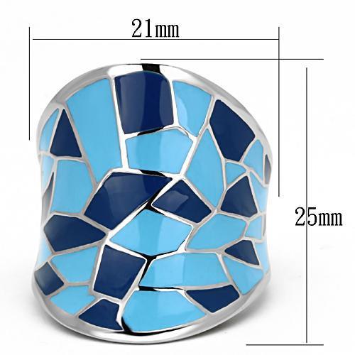 High Polished Stainless Steel Ring with Epoxy Center Stone - In Stock, Ships in 1 Day - Jewelry & Watches - Bijou Her -  -  - 