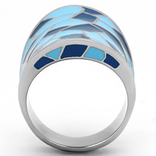 High Polished Stainless Steel Ring with Epoxy Center Stone - In Stock, Ships in 1 Day - Jewelry & Watches - Bijou Her -  -  - 