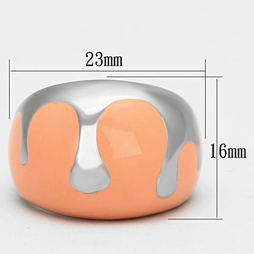 High Polished Stainless Steel Ring with Orange Epoxy - In Stock, Ships in 1 Day - Jewelry & Watches - Bijou Her -  -  - 