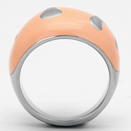 High Polished Stainless Steel Ring with Orange Epoxy - In Stock, Ships in 1 Day - Jewelry & Watches - Bijou Her -  -  - 