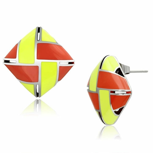 High Polished Stainless Steel Earrings with Multi-Color Epoxy - 50% OFF - Jewelry & Watches - Bijou Her - Title -  - 