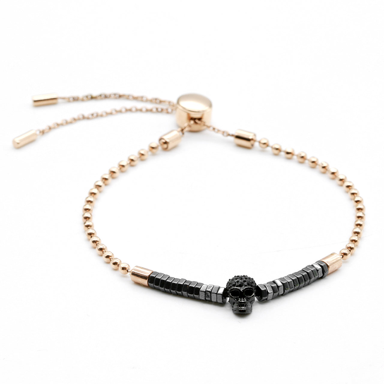 Rose Gold and Black Skull Bracelet: Fashionable Body Jewelry Accessory - Jewelry & Watches - Bijou Her -  -  - 