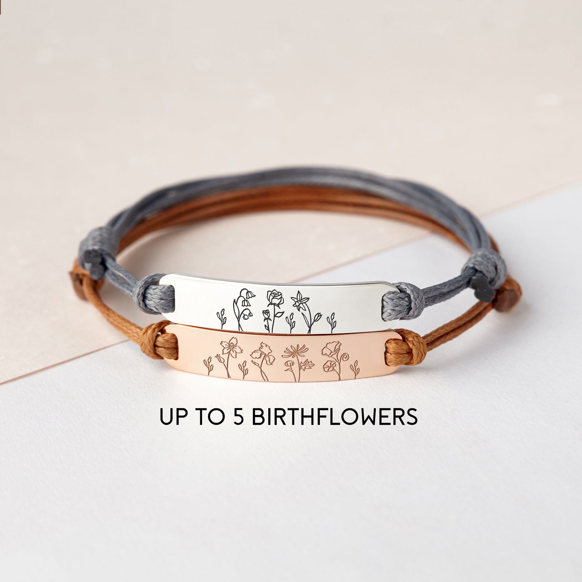 Personalized Birth Month Flower Bracelet for Mom and Grandma - 925 Sterling Silver and 18K Gold Plated Floral Jewelry Gift - Necklaces - Bijou Her -  -  - 