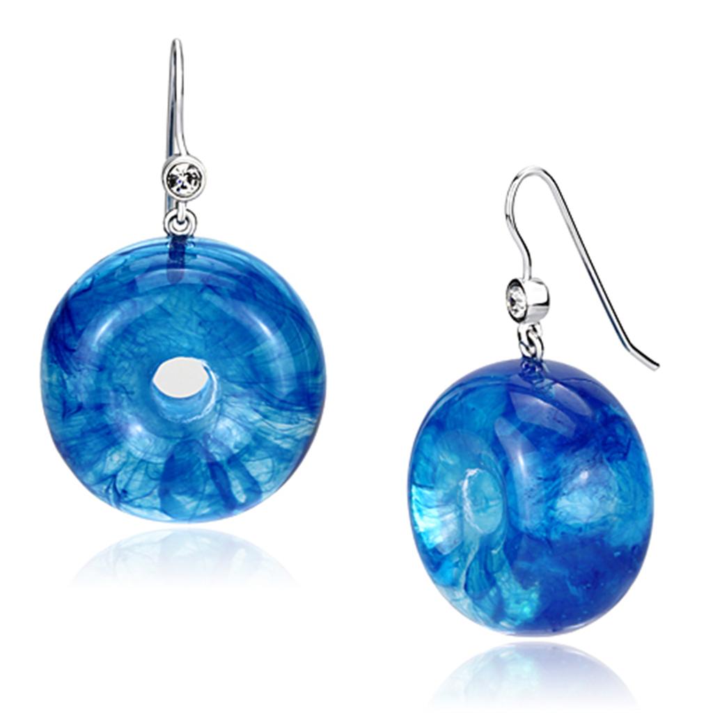 IP Rhodium Brass Earrings with Blue Topaz Stone - 16.80g Weight - Jewelry & Watches - Bijou Her -  -  - 